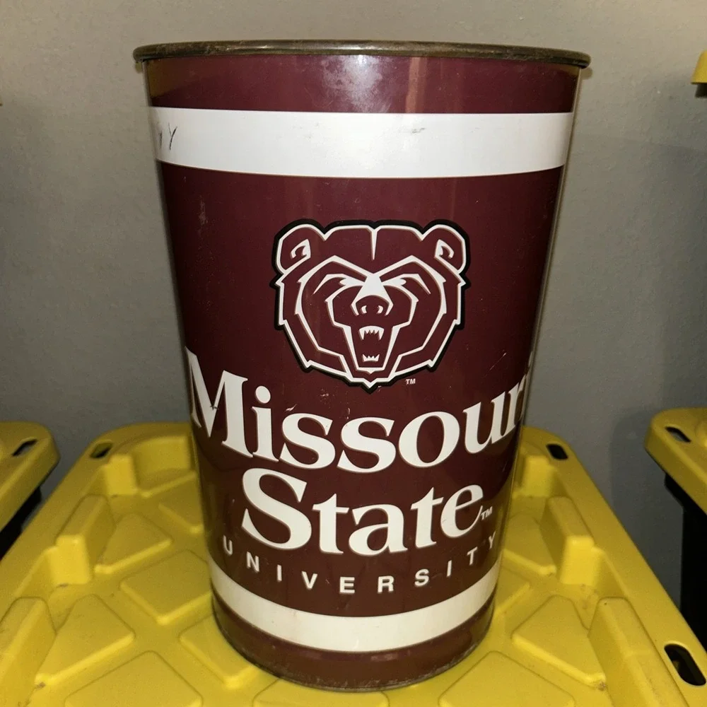 Missouri State University Vintage Metal Trash Can With‎ Some Rust